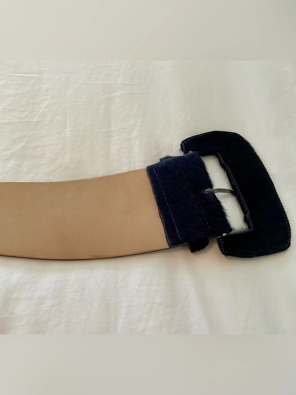 Streets Ahead Calf Hair Navy Statement Belt Size S Made USA